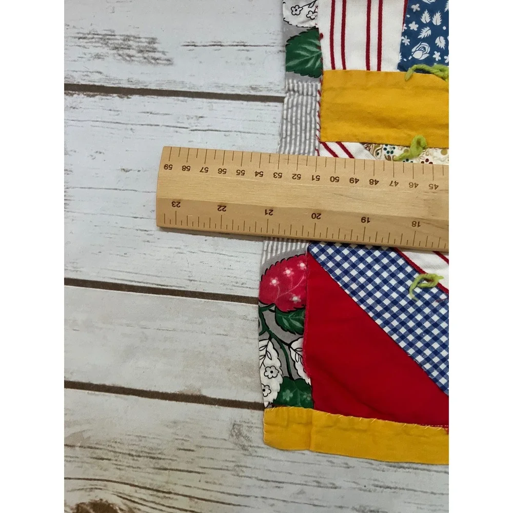 Handmade Patchwork Quilt Multicolor Strawberry Print Reversible 22x22